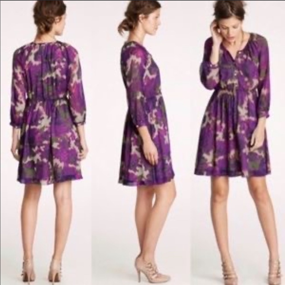 J Crew Watercolor Floral Silk Dress Sz 2
